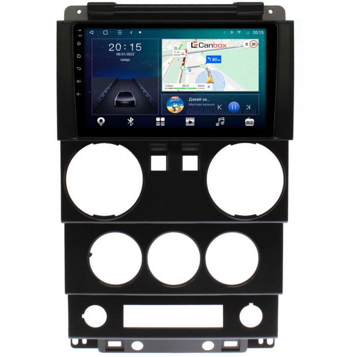 Штатная магнитола Jeep Wrangler 3 (JK) (2007-2010) (2 двери) Canbox L-Line 4167-9-0232 на Android 10 (4G-SIM, 3/32, TS18, DSP, QLed)