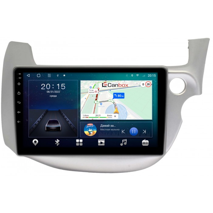 Штатная магнитола Honda Fit II 2008-2014 (светло-серая) Canbox L-Line 4170-10-671 на Android 10 (4G-SIM, 2/32, TS18, DSP, IPS)