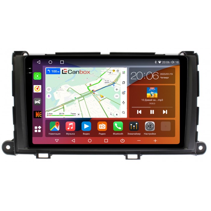 Штатная магнитола Toyota Sienna III 2010-2014 Canbox H-Line 4180-9-202 на Android 10 (4G-SIM, 3/32, DSP, QLed, 2K)