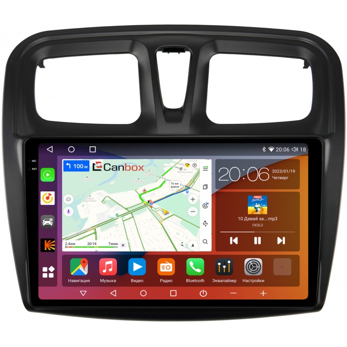 Штатная магнитола Renault Logan II 2013-2020, Sandero II 2013-2020 Canbox H-Line 4180-9-3010 на Android 10 (4G-SIM, 3/32, DSP, QLed, 2K)