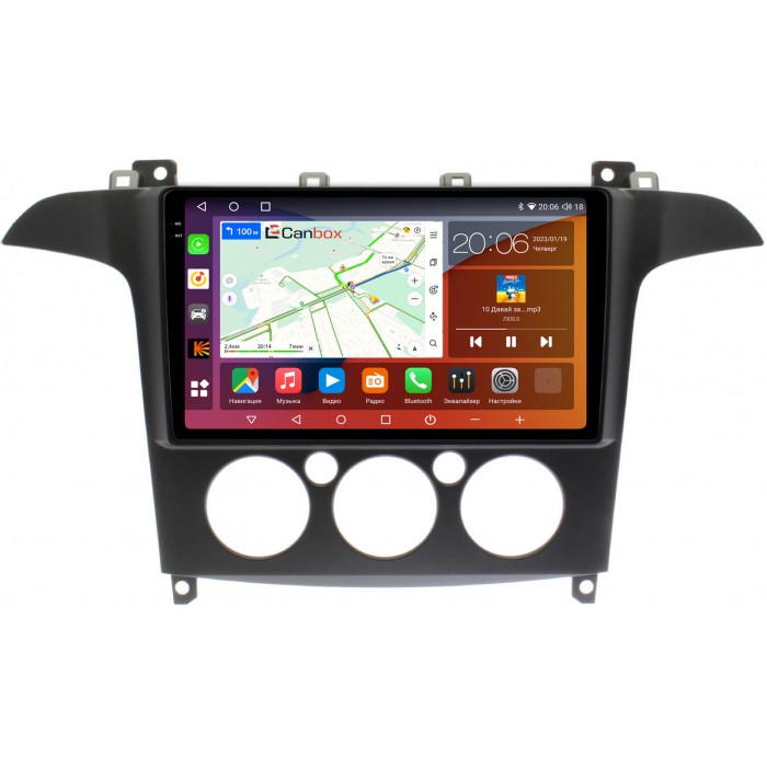 Штатная магнитола Ford S-MAX 2006-2015 (с кондиционером) Canbox H-Line 4180-9-FR098N на Android 10 (4G-SIM, 3/32, DSP, QLed, 2K)