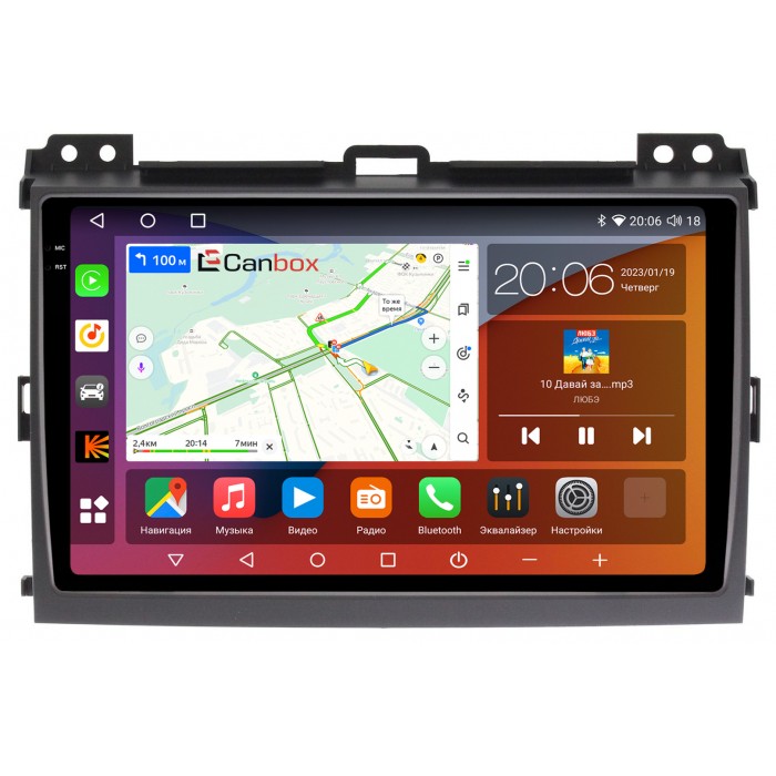 Штатная магнитола Toyota LC Prado 120 2002-2009 с усилителем Canbox H-Line 4180-9064 на Android 10 (4G-SIM, 3/32, DSP, QLed, 2K)