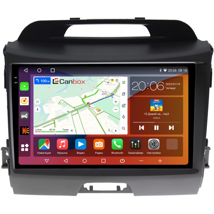 Штатная магнитола Kia Sportage III 2010-2016 для авто без камеры Canbox H-Line 4180-9071 на Android 10 (4G-SIM, 3/32, DSP, QLed, 2K)