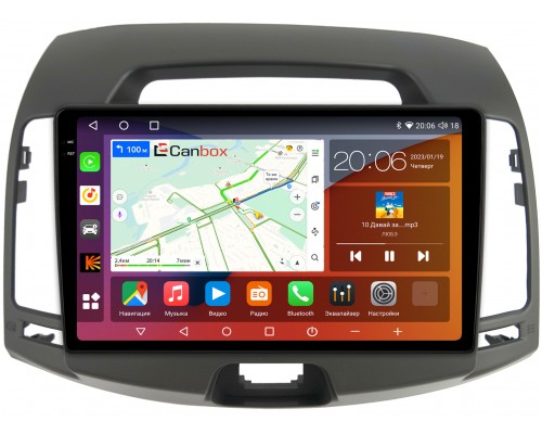 Hyundai Elantra 4 (HD) (2006-2011) (темно-серая) Canbox H-Line 4180-9077 на Android 10 (4G-SIM, 3/32, DSP, QLed, 2K)