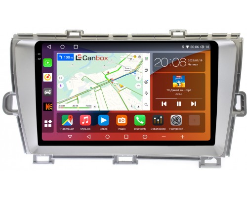 Toyota Prius III (XW30) 2009-2015 (левый руль) серебро Canbox H-Line 4180-9211 на Android 10 (4G-SIM, 3/32, DSP, QLed, 2K)