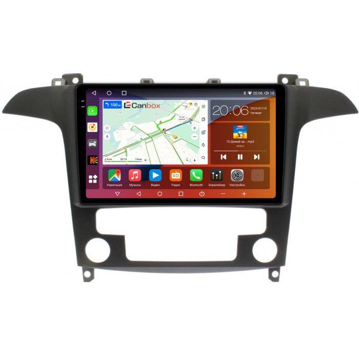 Штатная магнитола Ford S-MAX 2006-2015 (с климат-контролем) Canbox H-Line 4180-9486 на Android 10 (4G-SIM, 3/32, DSP, QLed, 2K)