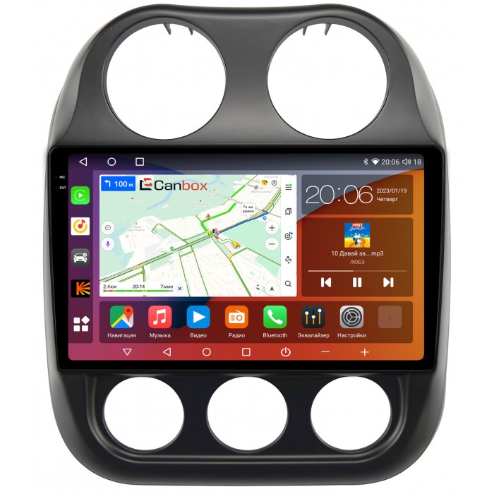 Штатная магнитола Jeep Compass, Liberty (Patriot) (2009-2016) Canbox H-Line 4181-10-810 на Android 10 (4G-SIM, 3/32, DSP, QLed, 2K)