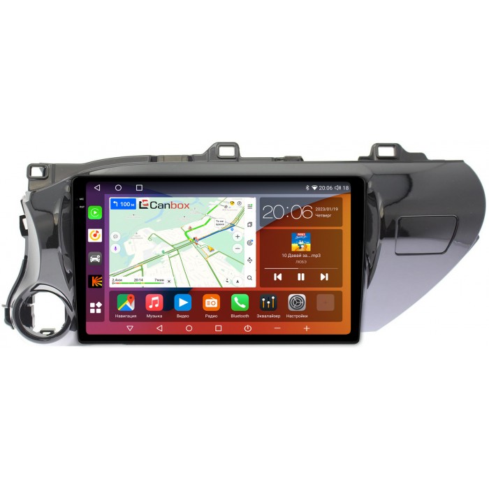 Штатная магнитола Toyota Hilux VIII 2015-2022 Canbox H-Line 4181-1056 на Android 10 (4G-SIM, 3/32, DSP, QLed, 2K) (для любой комплектации)