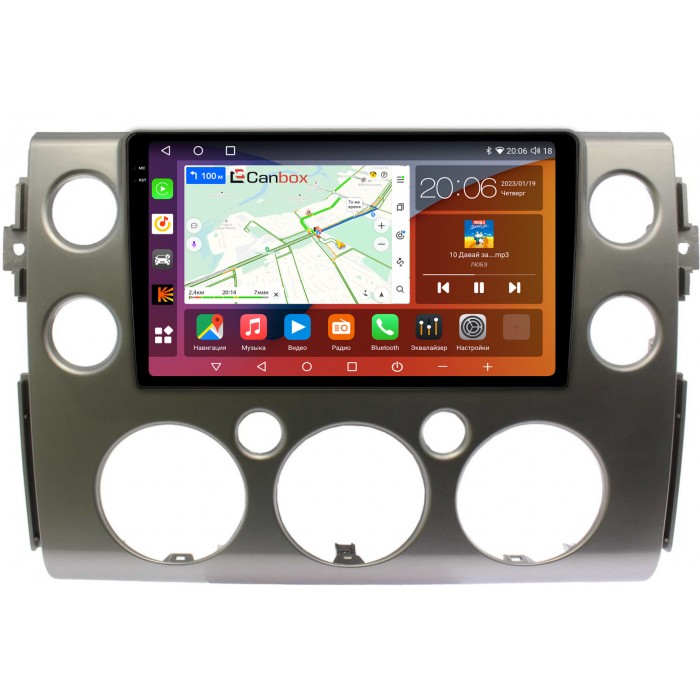 Штатная магнитола Toyota FJ Cruiser (2006-2022) (серебро) Canbox H-Line 4182-9-189 на Android 10 (4G-SIM, 4/64, DSP, QLed, 2K)