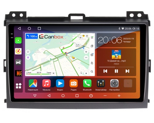 Toyota LC Prado 120 2002-2009 с усилителем Canbox H-Line 4182-9064 на Android 10 (4G-SIM, 4/64, DSP, QLed, 2K)