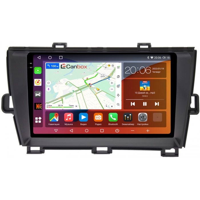 Штатная магнитола Toyota Prius III (XW30) 2009-2015 (левый руль) Canbox H-Line 4182-9210 на Android 10 (4G-SIM, 4/64, DSP, QLed, 2K)