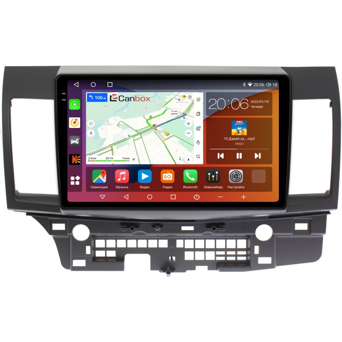 Штатная магнитола Mitsubishi Lancer X 2007-2018 для авто без Rockford Canbox H-Line 4183-1021 на Android 10 (4G-SIM, 4/64, DSP, QLed, 2K)