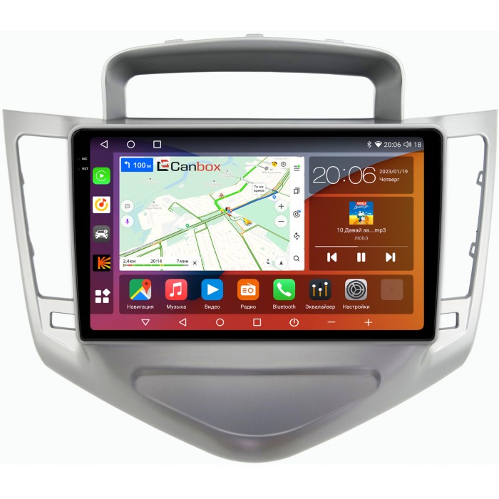 Штатная магнитола Chevrolet Cruze (2008-2012) (серебро) Canbox H-Line 4184-9-1284 на Android 10 (4G-SIM, 6/128, DSP, QLed, 2K)