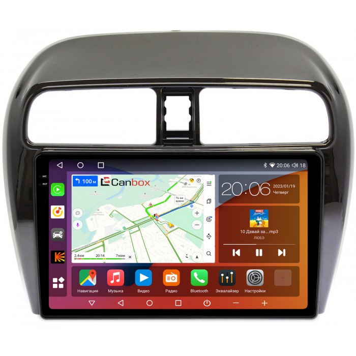 Штатная магнитола Mitsubishi Mirage VI (2012-2022) Canbox H-Line 4184-9-129 на Android 10 (4G-SIM, 6/128, DSP, QLed, 2K)