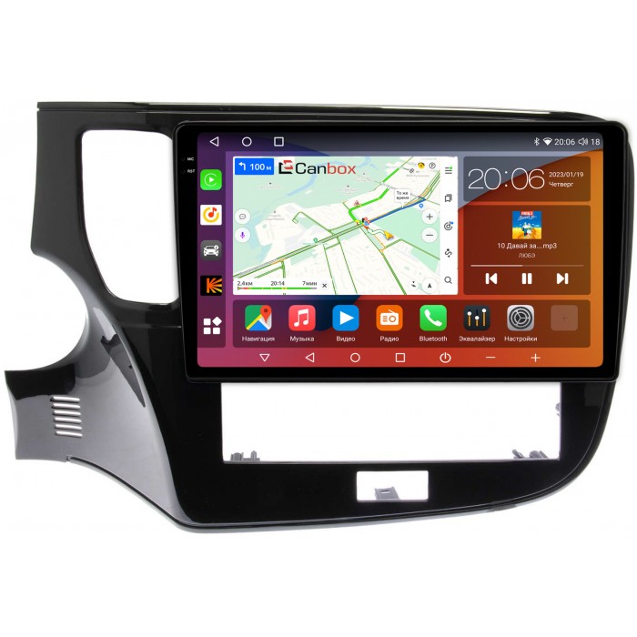 Штатная магнитола Mitsubishi Outlander III 2012-2022 Canbox H-Line 4185-10-1153 на Android 10 (4G-SIM, 6/128, DSP, QLed, 2K)