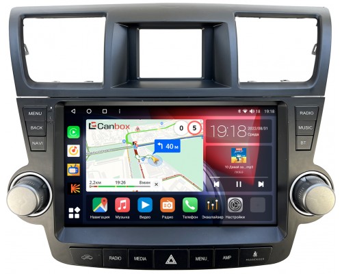 Toyota Highlander 2 (2007-2013) для авто с усилителем (Тип3) Canbox H-Line 7852-10-1179 на Android 10 (4G-SIM, 3/32, DSP, QLed)