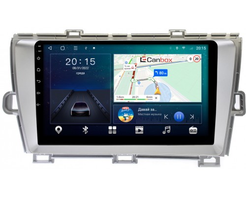 Toyota Prius III (XW30) 2009-2015 (левый руль) серебро Canbox L-Line 4296-9211 на Android 10 (4G-SIM, 6/128, TS18, DSP, QLed)