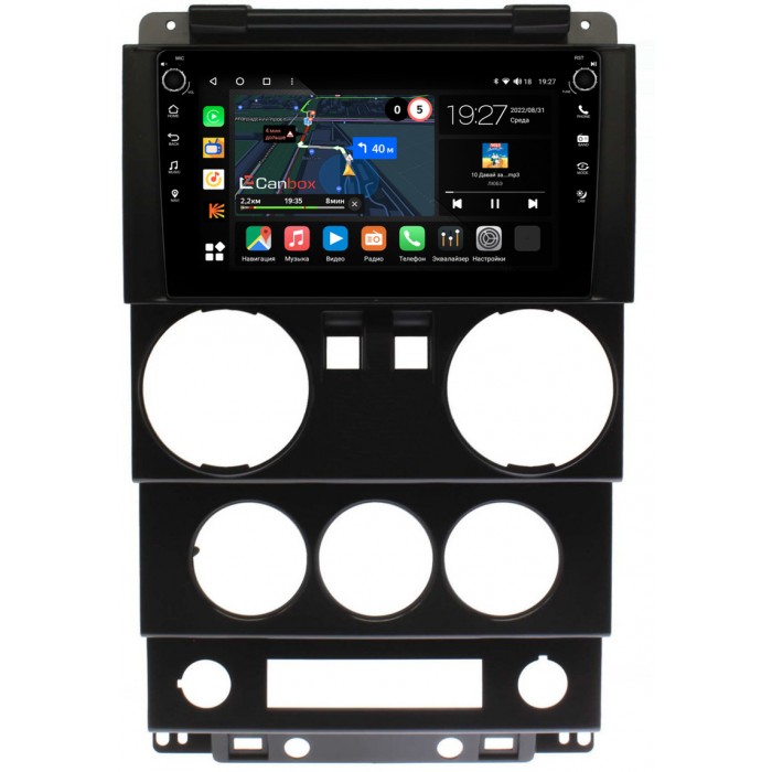 Штатная магнитола Jeep Wrangler 3 (JK) (2007-2010) (2 двери) Canbox M-Line 7801-9-0232 на Android 10 (4G-SIM, 2/32, DSP, IPS) С крутилками