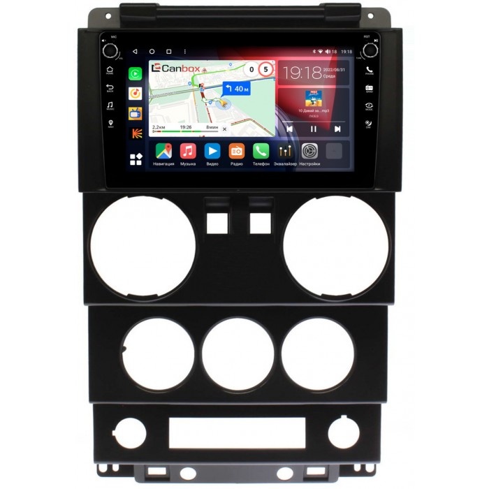 Штатная магнитола Jeep Wrangler 3 (JK) (2007-2010) (2 двери) Canbox H-Line 7802-9-0232 на Android 10 (4G-SIM, 3/32, DSP, IPS) С крутилками