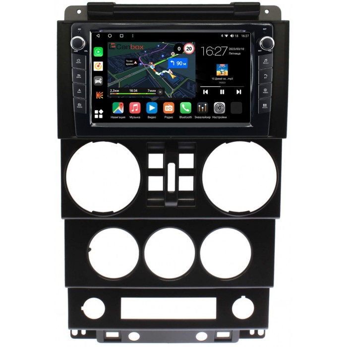 Штатная магнитола Jeep Wrangler 3 (JK) (2007-2010) (4 двери) Canbox M-Line 7821-9-023 на Android 10 (4G-SIM, 2/32, DSP, IPS) С крутилками