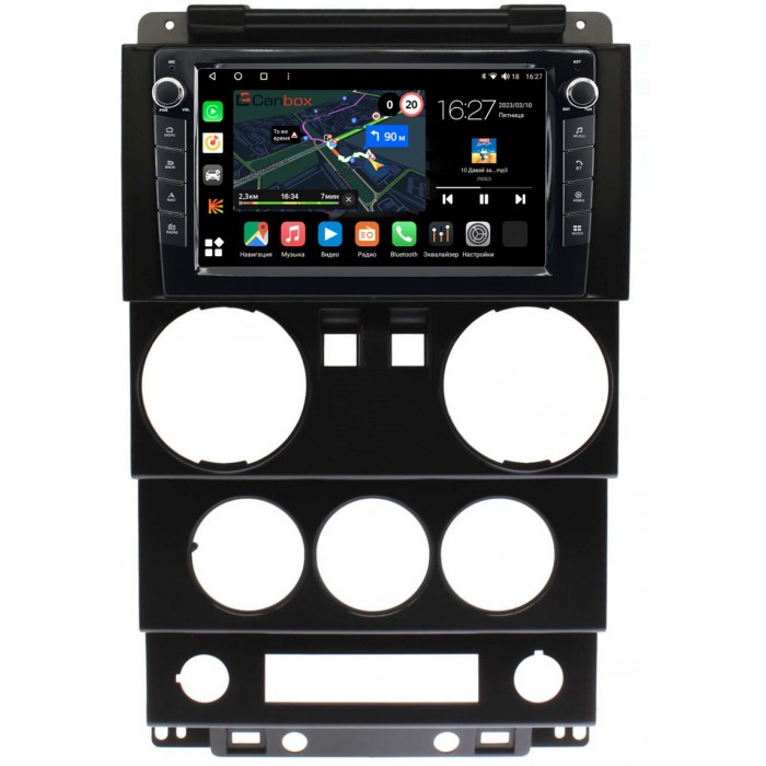 Штатная магнитола Jeep Wrangler 3 (JK) (2007-2010) (2 двери) Canbox M-Line 7821-9-0232 на Android 10 (4G-SIM, 2/32, DSP, IPS) С крутилками