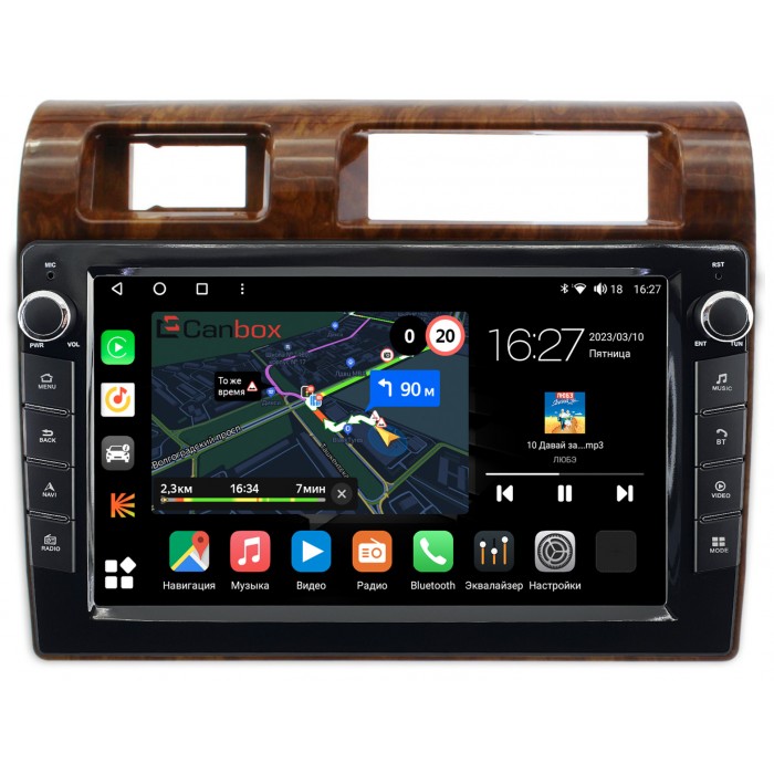 Штатная магнитола Toyota LC 70 2007-2021 (дерево) Canbox M-Line 7821-9-1121 на Android 10 (4G-SIM, 2/32, DSP, IPS) С крутилками