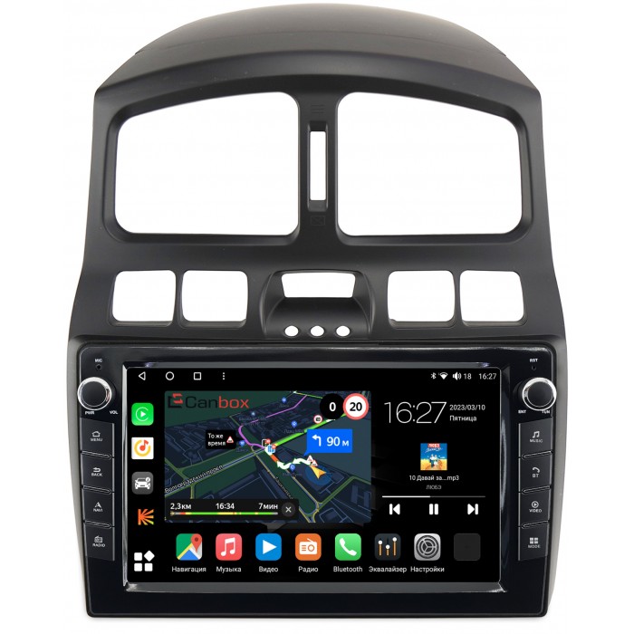 Штатная магнитола Hyundai Santa Fe 2000-2012 Canbox M-Line 7821-9-223 на Android 10 (4G-SIM, 2/32, DSP, IPS) С крутилками