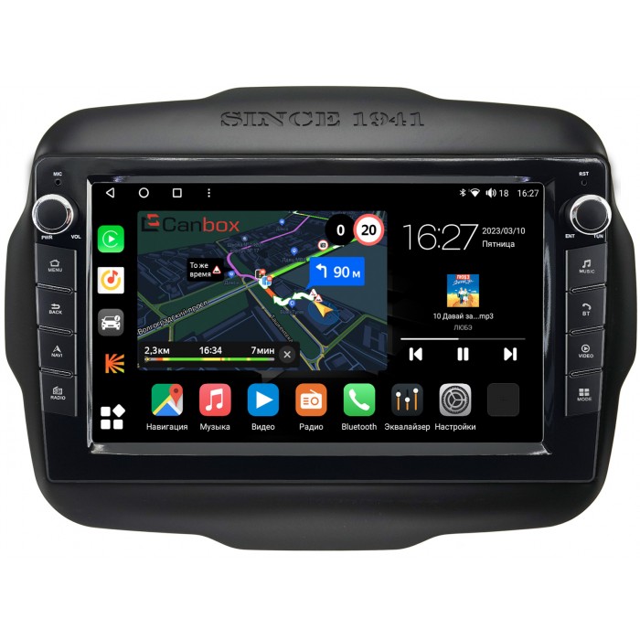 Штатная магнитола Jeep Renegade 2014-2022 Canbox M-Line 7821-9-629 на Android 10 (4G-SIM, 2/32, DSP, IPS) С крутилками