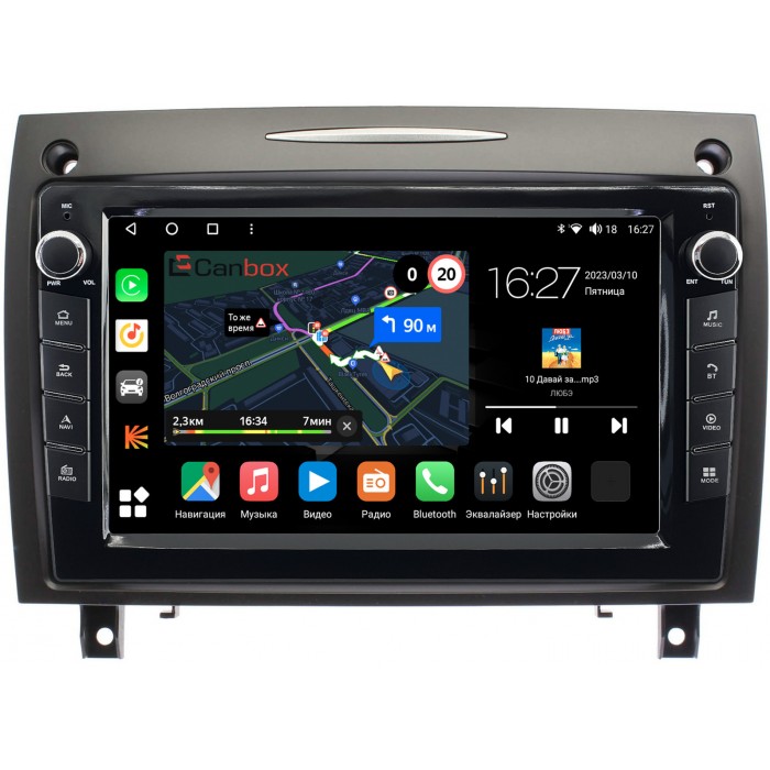 Штатная магнитола Mercedes SLK-klasse II (R171) 2004-2011 Canbox M-Line 7821-9-BE045N на Android 10 (4G-SIM, 2/32, DSP, IPS) С крутилками