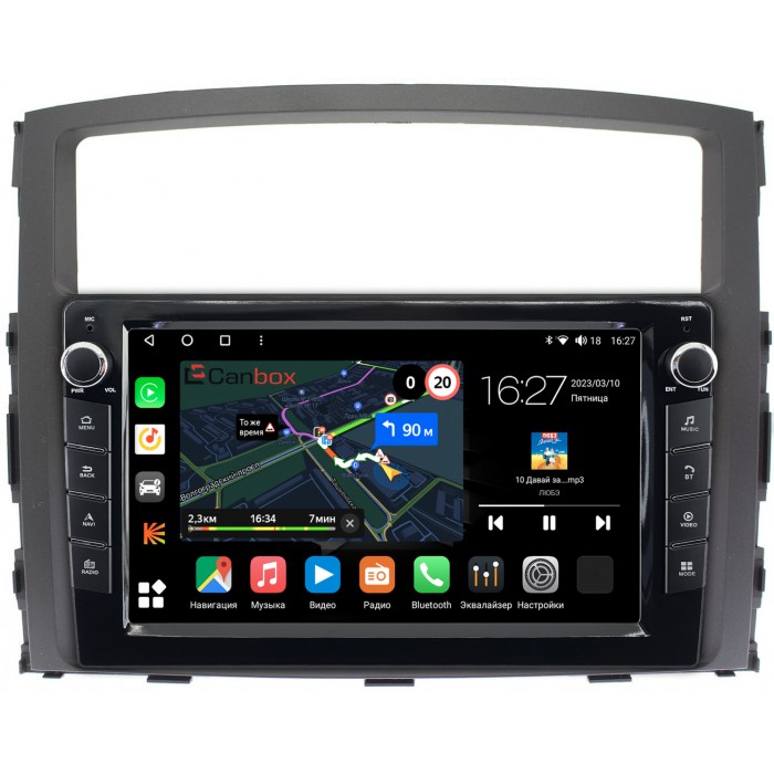 Штатная магнитола Mitsubishi Pajero IV 2006-2021 для авто без Rockford Canbox M-Line 7821-9069 на Android 10 (4G-SIM, 2/32, DSP, IPS) С крутилками