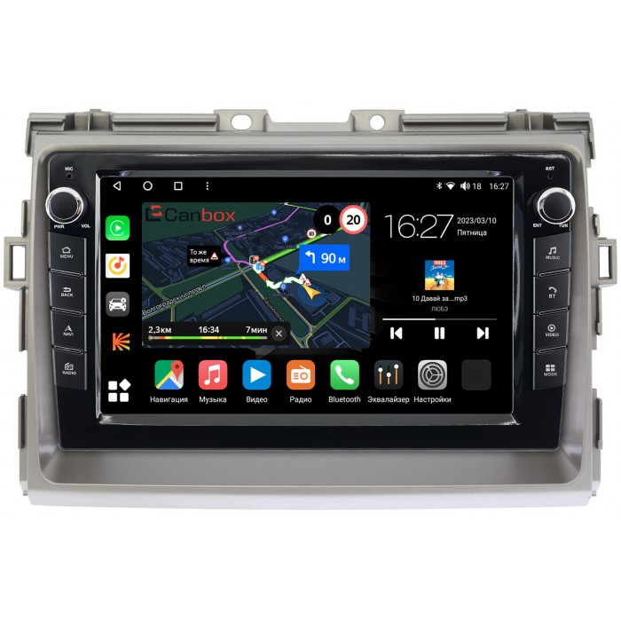 Штатная магнитола Toyota Estima 3, Previa 3 (2006-2019) Canbox M-Line 7821-9093 на Android 10 (4G-SIM, 2/32, DSP, IPS) С крутилками (серая)