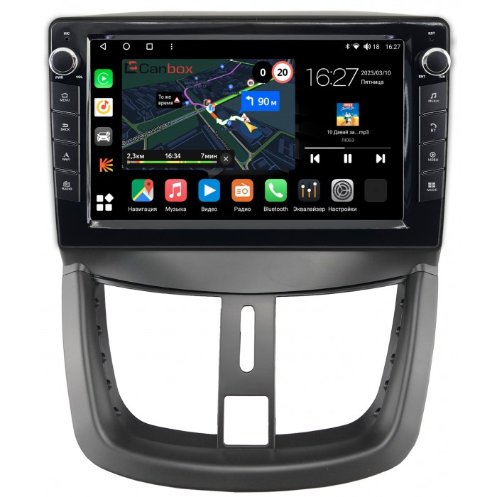 Штатная магнитола Peugeot 207 (2006-2015) Canbox M-Line 7821-9203 на Android 10 (4G-SIM, 2/32, DSP, IPS) С крутилками