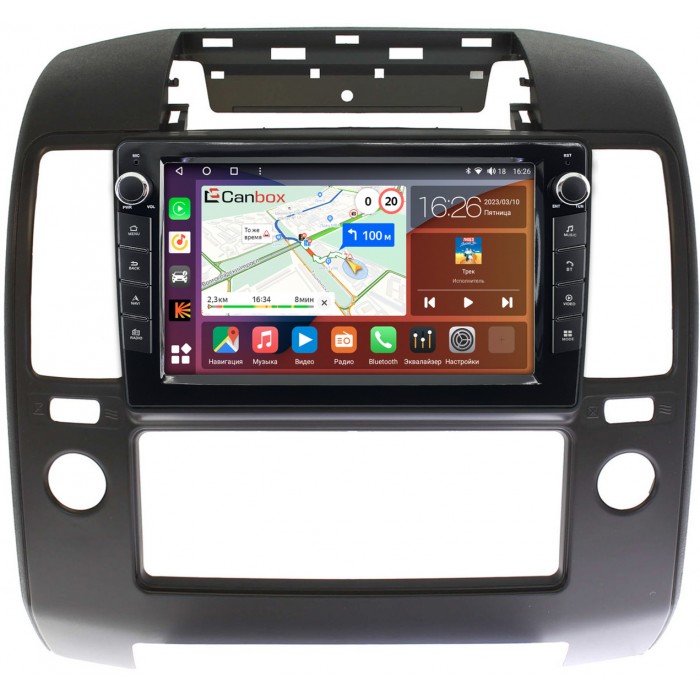 Штатная магнитола Nissan Navara (Frontier) III (D40) 2005-2010 Canbox H-Line 7822-9-1103 на Android 10 (4G-SIM, 3/32, DSP, IPS) С крутилками