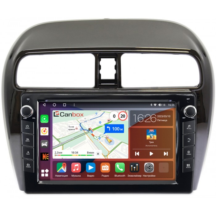 Штатная магнитола Mitsubishi Mirage VI (2012-2022) Canbox H-Line 7822-9-129 на Android 10 (4G-SIM, 3/32, DSP, IPS) С крутилками