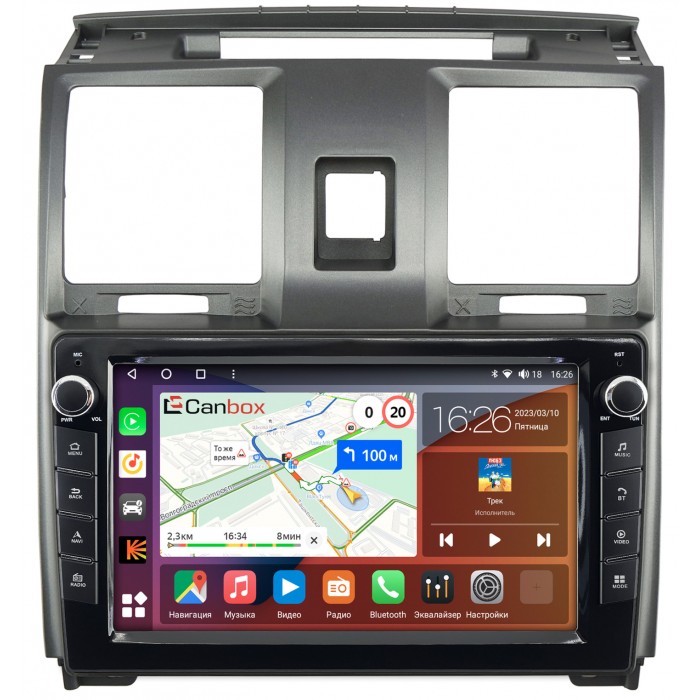 Штатная магнитола UAZ Patriot I 2012-2016 Canbox H-Line 7822-9-UA006N на Android 10 (4G-SIM, 3/32, DSP, IPS) С крутилками