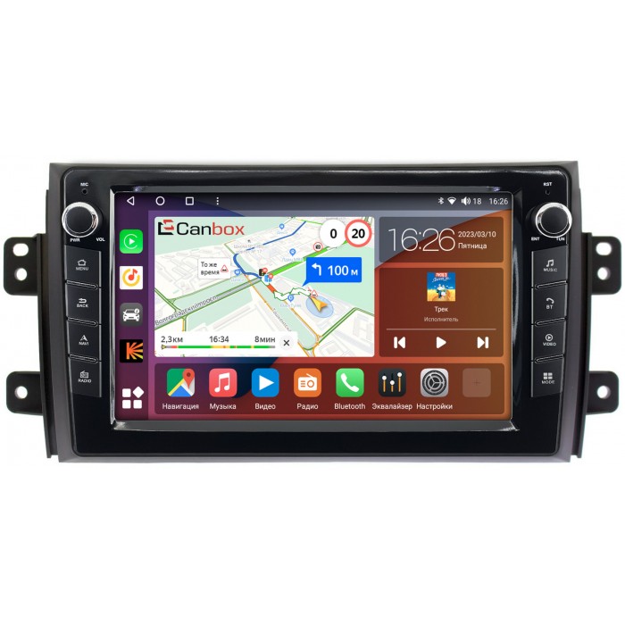 Штатная магнитола Suzuki SX4 I 2006-2014 Canbox H-Line 7822-9035 на Android 10 (4G-SIM, 3/32, DSP, IPS) С крутилками