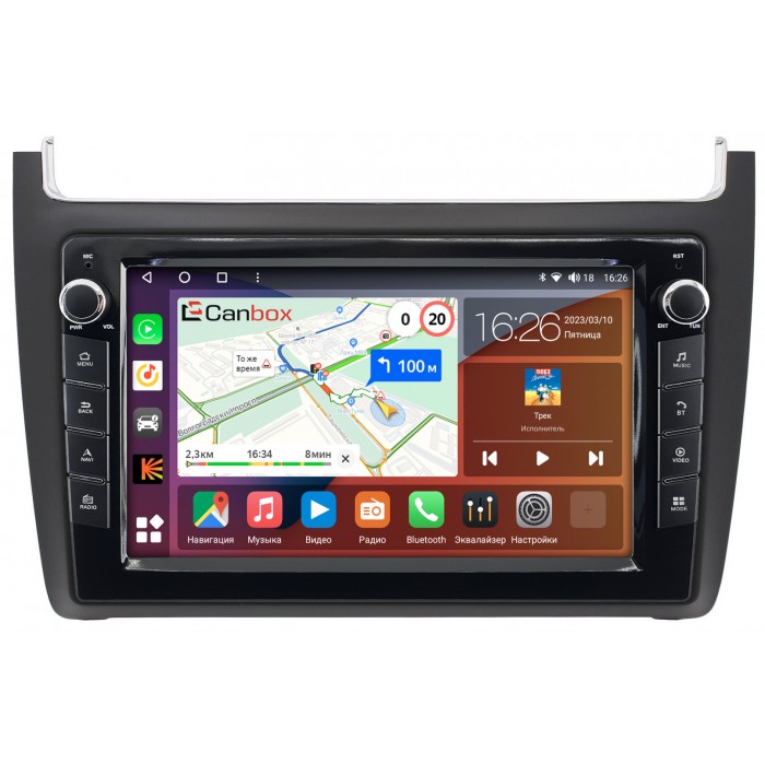 Штатная магнитола Volkswagen Polo 5 2009-2021 Canbox H-Line 7822-9091 на Android 10 (4G-SIM, 3/32, DSP, IPS) С крутилками