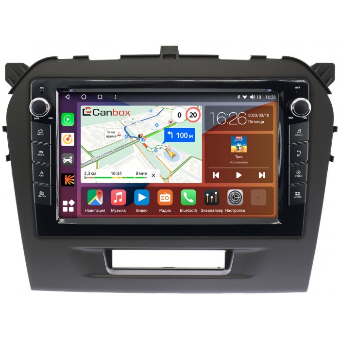 Штатная магнитола Suzuki Vitara 2014-2022 Canbox H-Line 7822-9103 Android 10 (4G-SIM, 3/32, DSP, IPS) С крутилками