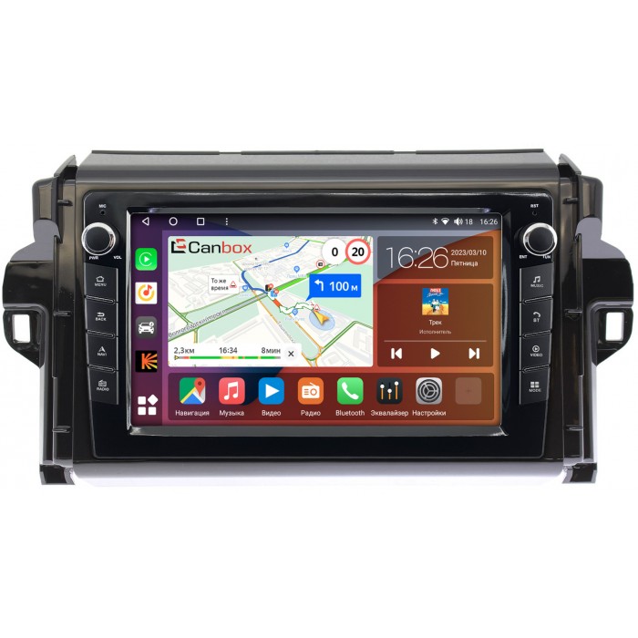 Штатная магнитола Toyota Fortuner 2 (2015-2022) Canbox H-Line 7822-9106 Android 10 (4G-SIM, 3/32, DSP, IPS) С крутилками