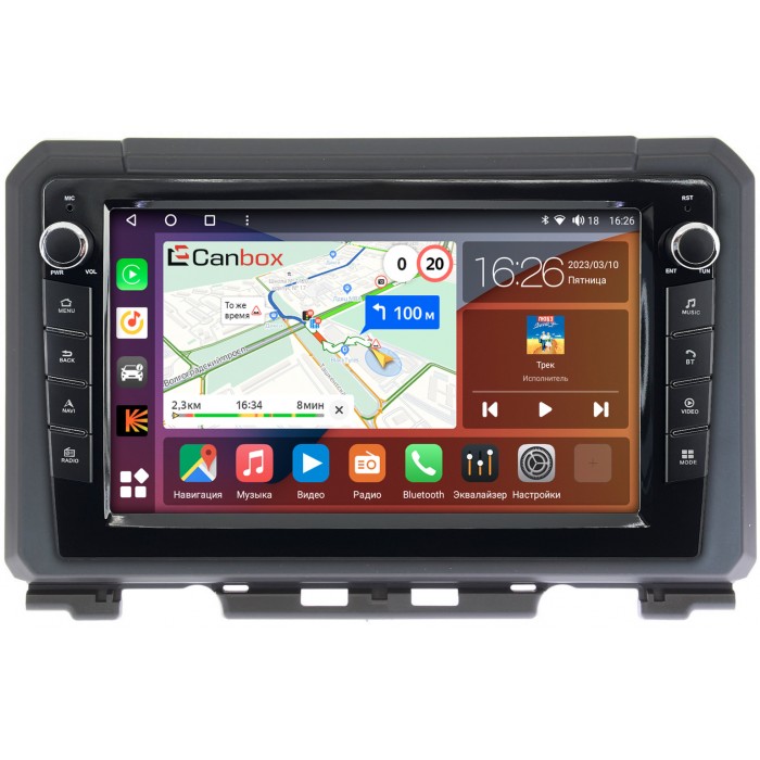 Штатная магнитола Suzuki Jimny IV 2018-2022 Canbox H-Line 7822-9216 Android 10 (4G-SIM, 3/32, DSP, IPS) С крутилками