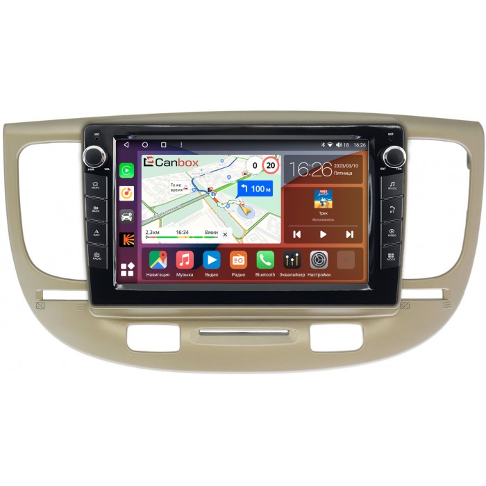 Штатная магнитола Kia Rio II 2005-2011 Canbox H-Line 7822-9226 Android 10 (4G-SIM, 3/32, DSP, IPS) С крутилками