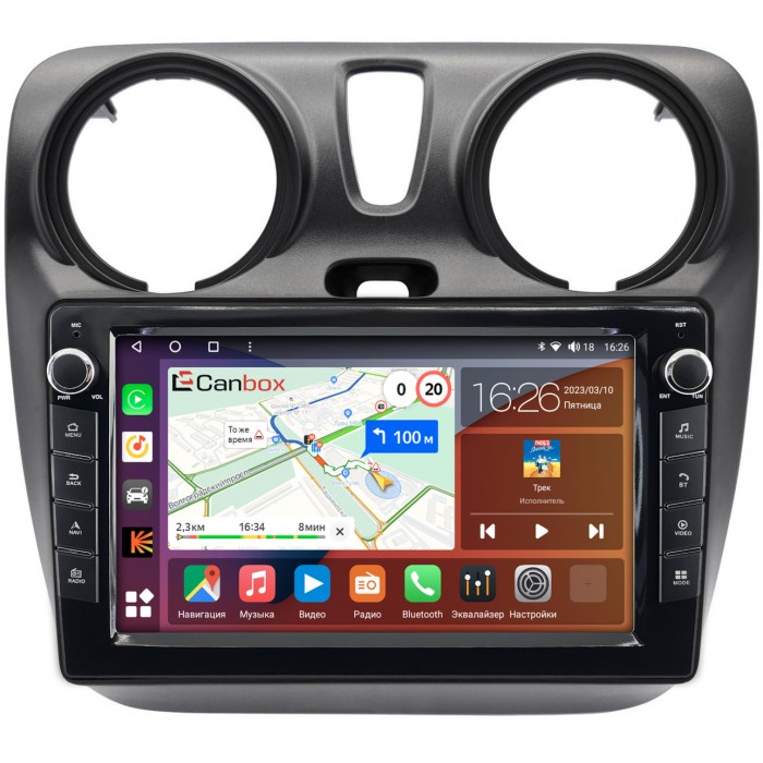 Штатная магнитола Renault Dokker (2012-2022) Canbox H-Line 7823-9-2819 на Android 10 (4G-SIM, 4/64, DSP, IPS) С крутилками