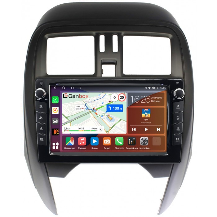 Штатная магнитола Nissan March IV (K13) 2013-2022 Canbox H-Line 7823-9-NI097N на Android 10 (4G-SIM, 4/64, DSP, IPS) С крутилками