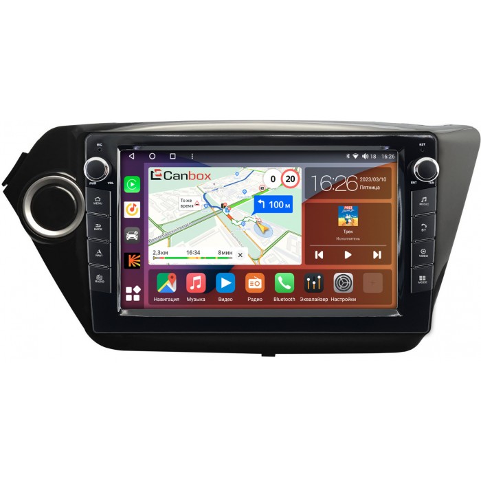 Штатная магнитола Kia Rio III 2011-2017 Canbox H-Line 7823-9011 на Android 10 (4G-SIM, 4/64, DSP, IPS) С крутилками