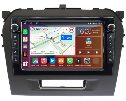 Suzuki Vitara 2014-2022 Canbox H-Line 7823-9103 Android 10 (4G-SIM, 4/64, DSP, IPS) С крутилками
