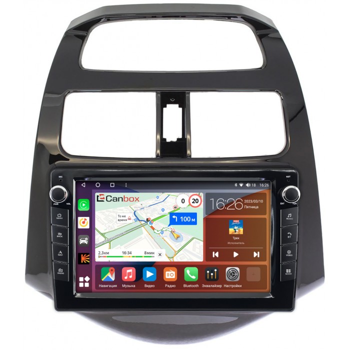 Штатная магнитола Chevrolet Spark III 2009-2016 (глянцевая) Canbox H-Line 7823-9164 Android 10 (4G-SIM, 4/64, DSP, IPS) С крутилками