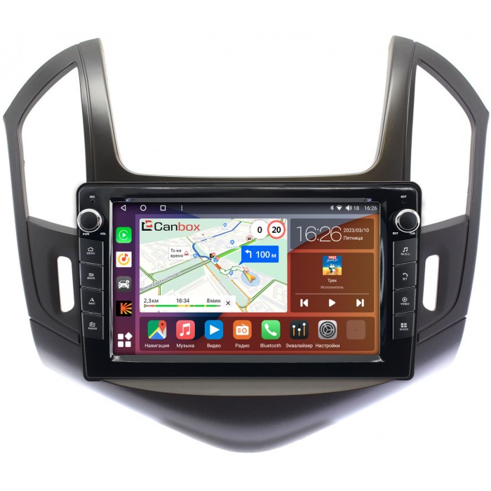 Штатная магнитола Chevrolet Cruze (2012-2016) (черная) Canbox H-Line 7824-9-240 на Android 10 (4G-SIM, 6/128, DSP, IPS) С крутилками