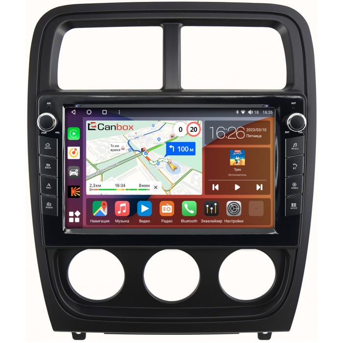 Штатная магнитола Dodge Caliber (2009-2013) Canbox H-Line 7824-9-caliber на Android 10 (4G-SIM, 6/128, DSP, IPS) С крутилками