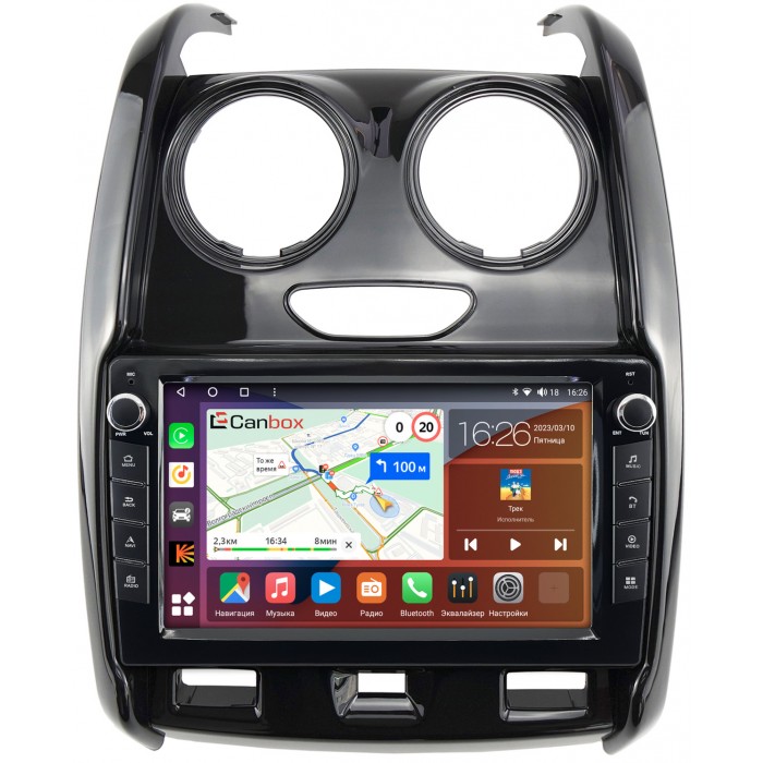 Штатная магнитола Renault Duster (2015-2021) Canbox H-Line 7824-9-RE046N на Android 10 (4G-SIM, 6/128, DSP, IPS) С крутилками