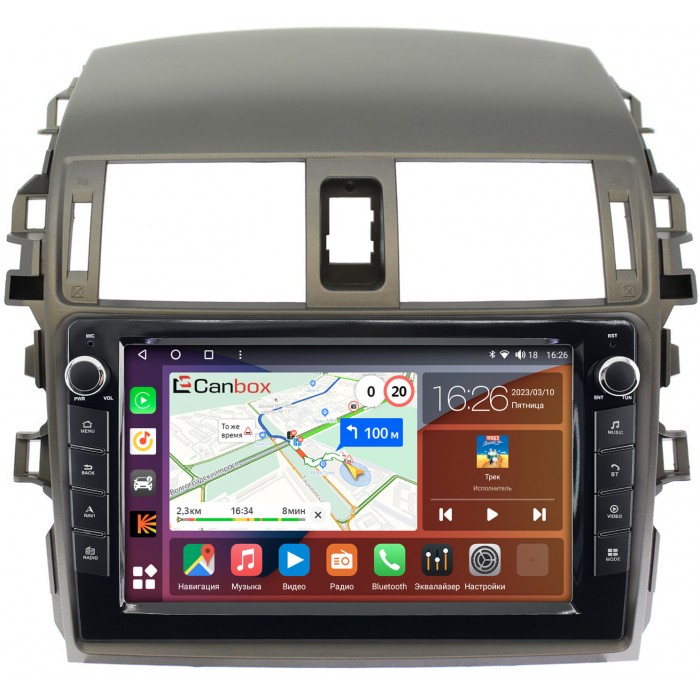 Штатная магнитола Toyota Corolla 10 (2006-2013) Canbox H-Line 7824-9061 на Android 10 (4G-SIM, 6/128, DSP, IPS) С крутилками